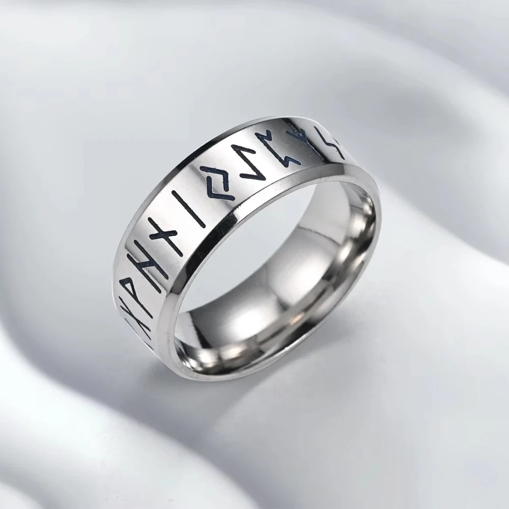 YILUOCD Stainless Steel Viking Runes Ring for Men Women Vintage Nordic Celtic Knot Rings Odin Letter Amulet Jewelry Wholesale