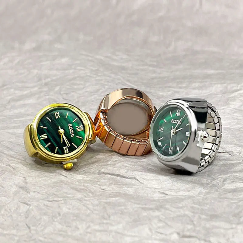Kiss Jewelry Green Digital Quartz Finger Watch Rings for Women Men Couple Punk Elastic Band Mini Watch Ring Teens Clock anillos