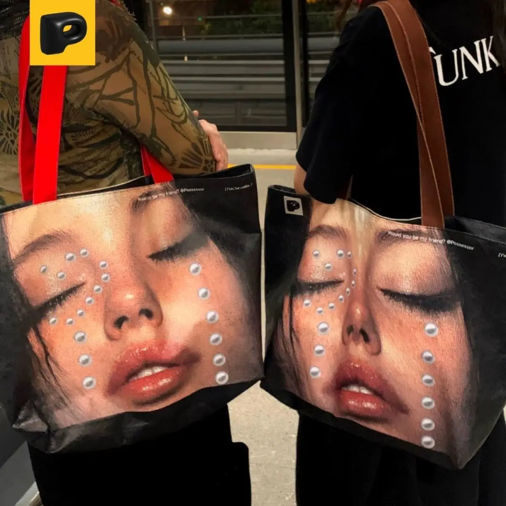High-Capacity Tote Bag Women New Y2k Kraft Paper Fashion Shoulder Bag Handbag Street Style