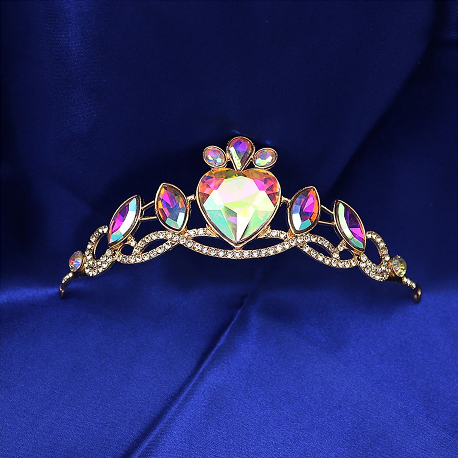 Pink Princess Diadem Glitter Rhinestone Heart Designs Tiaras and Crowns Women Girls Party Headbands Bride Wedding Hair Jewelry