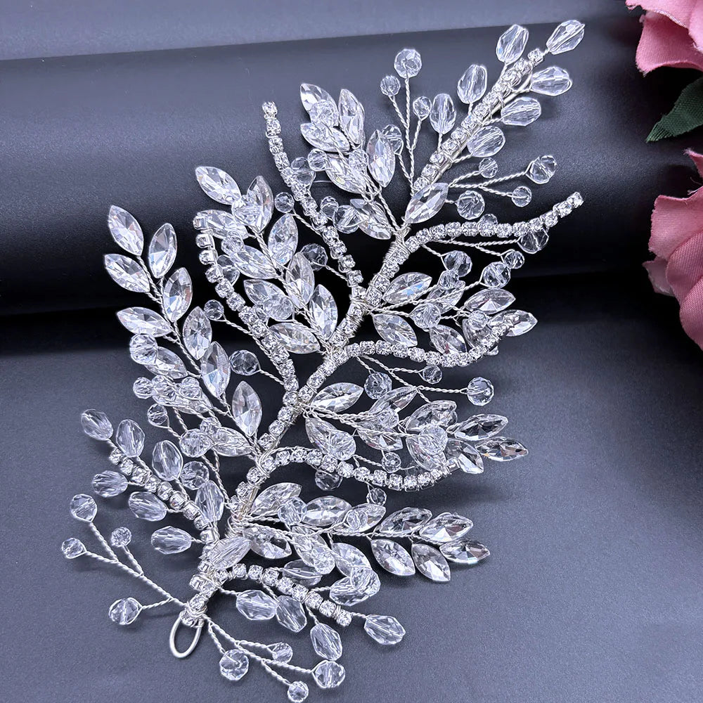 DZ256 Fashion Handmade Bride Headwear Party Headpiece Wedding Head Accessories Bridal Headdress Champagne Crystal Banquet Tiaras