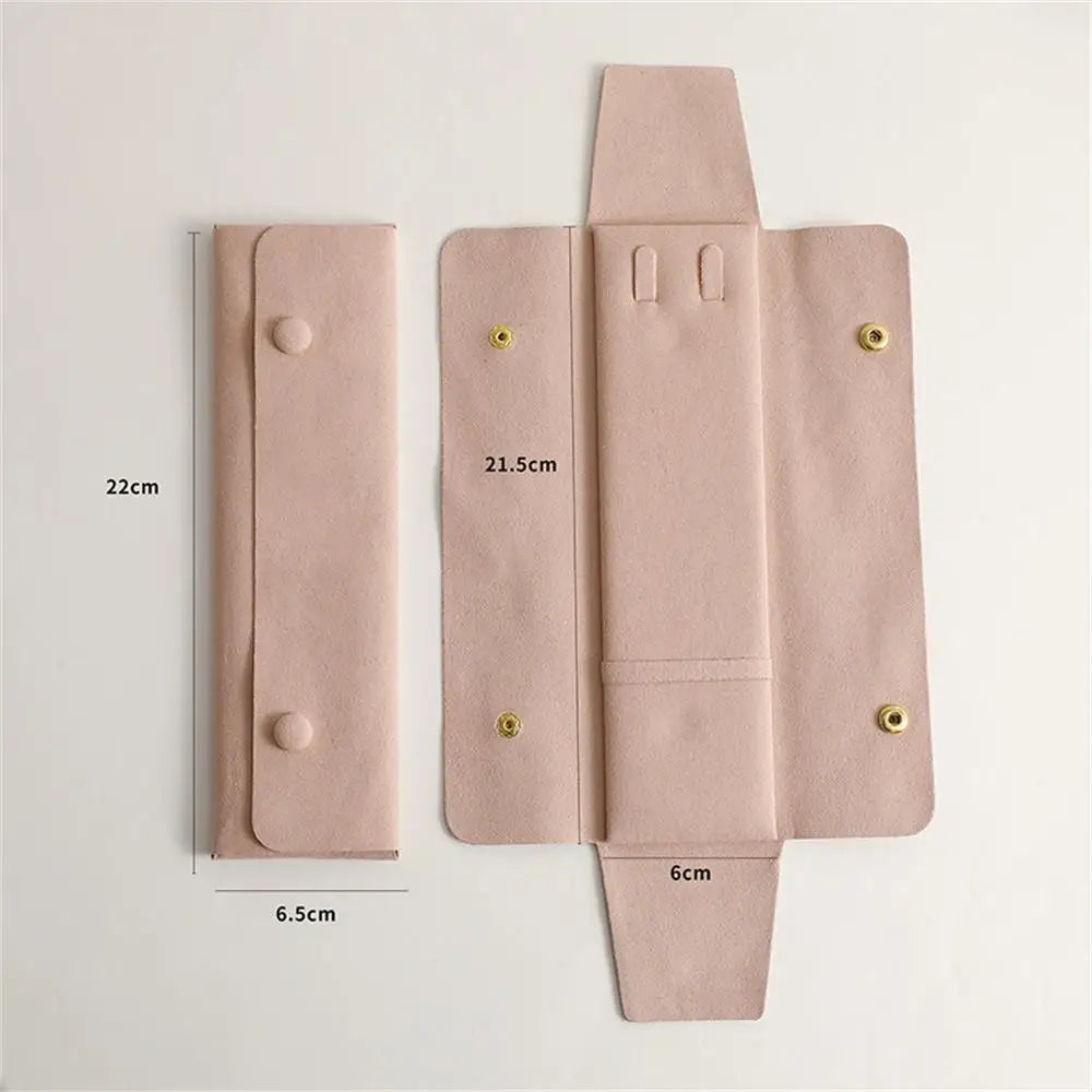 Velvet Jewelry Organizer Pouch Pearl Necklace Bag Portable Earring Ring Storage Bag Foldable Snap Button High-end Packaging Box