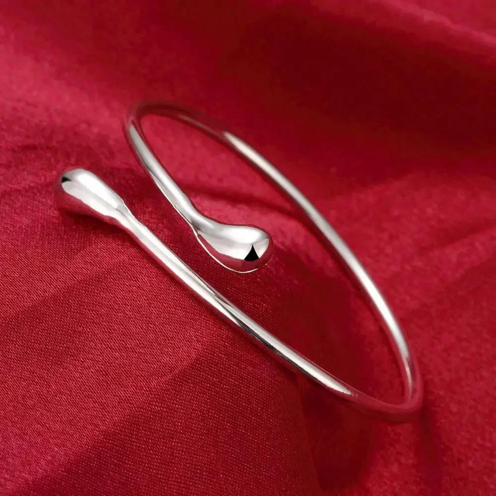 Charms 925 Sterling Silver Water drop Pendant bangle Bracelet necklace earring ring for women Fashion Party Jewelry set