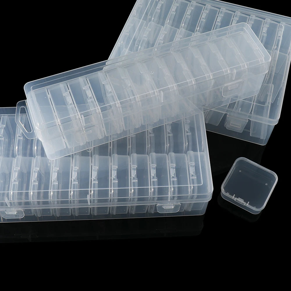 Bead Organizer Box 12/24/30Pcs Small Clear Plastic Bead Storage Containers with Hinged Lid for Storage Crafts Jewelry Organizer
