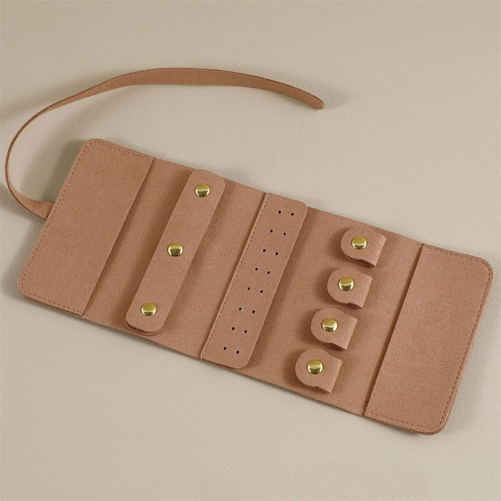 Mini Portable Travel Jewelry Storage Box Multifunctional Fashion Earrings Rings Earrings Necklaces Watches Rolled Up Storage Bag