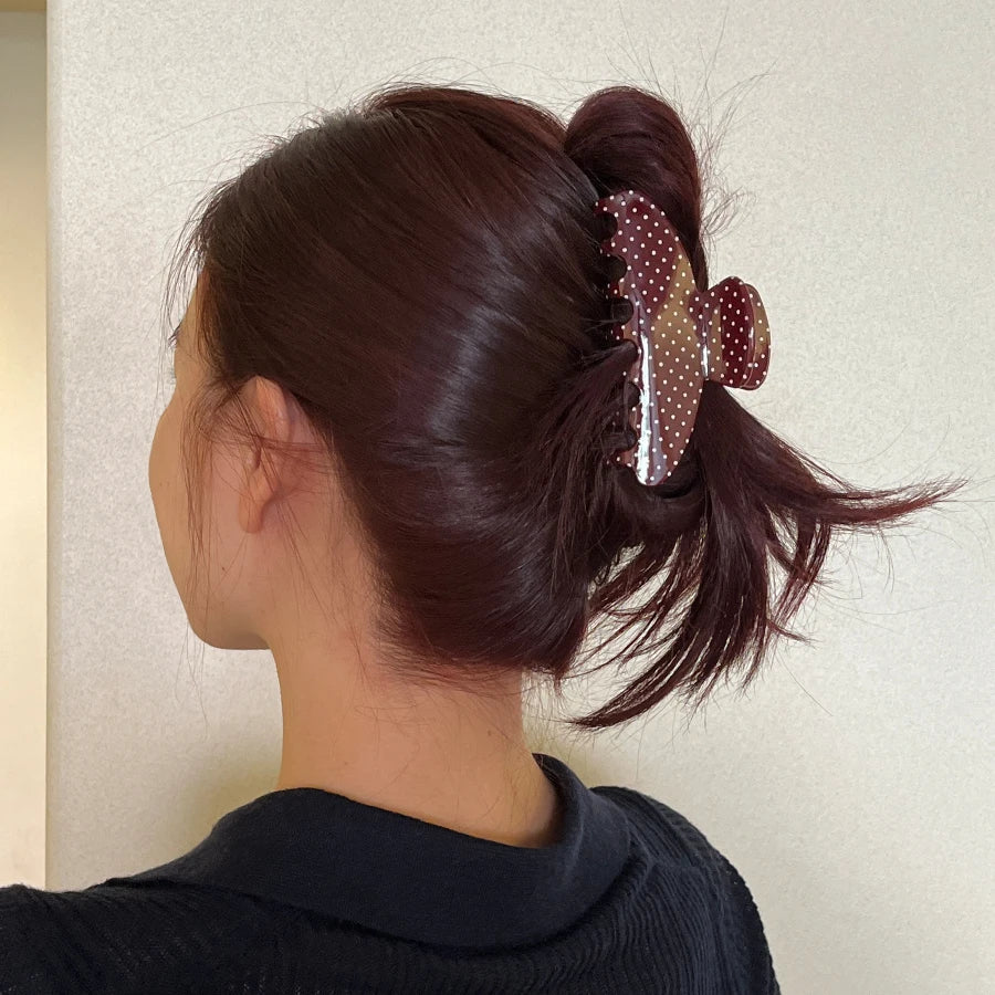 Fashion Large Hair Claw Clips for Women Girls Retro Checkered Polka Dot Strong Hold Non-slip Hair Accessories for Everyday Wear