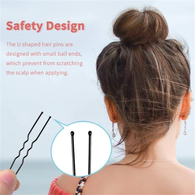 50 Pcs/Bag 5 6 7cm U Shaped Alloy Hairpins Waved Hair Clips Simple Metal Bobby Pins Barrettes Bridal Hairstyle Tool Hair Pins