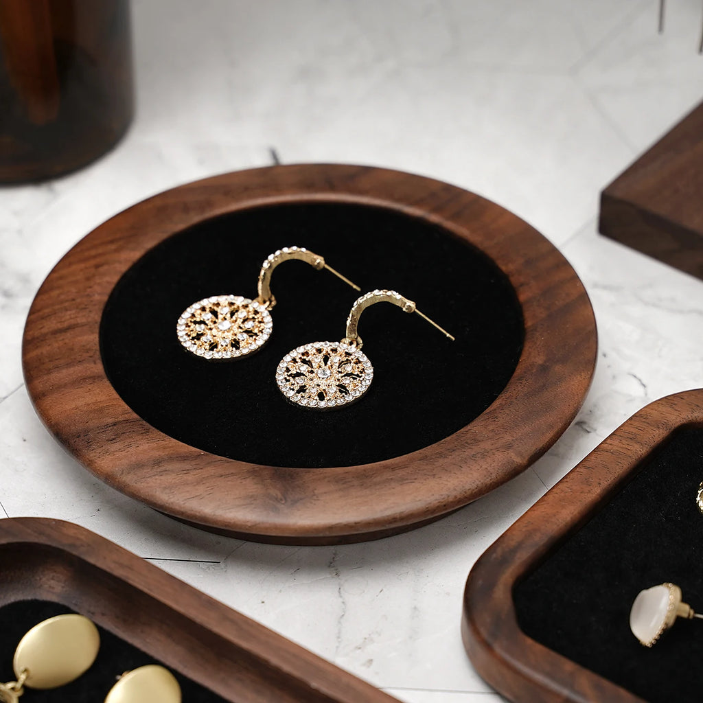 Solid Wood Jewelry Tray Bracelet Ring Display Props Jewelry Organizer Holder Necklace Case Display Stand Jewelry Plate