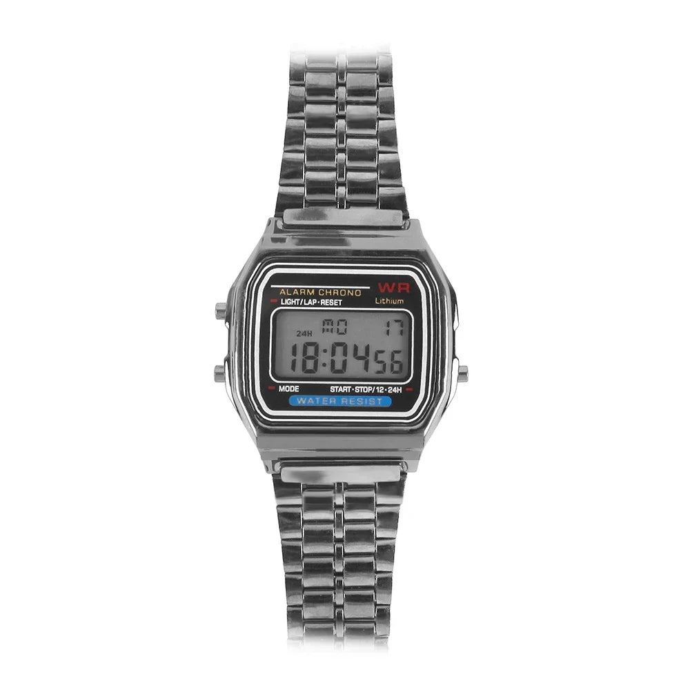Fashion Digital Men's Watches Luxury Stainless Steel Link Bracelet Wrist Watch Band Business Electronic Male Clock Reloj Hombre