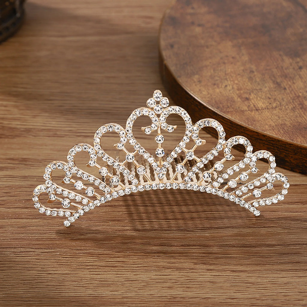 Girls Children Princess Crystal Tiaras Crowns Hair Comb Rhinestone Hairpin Bridal Wedding Hair Accessories Party Jewelry Gifts