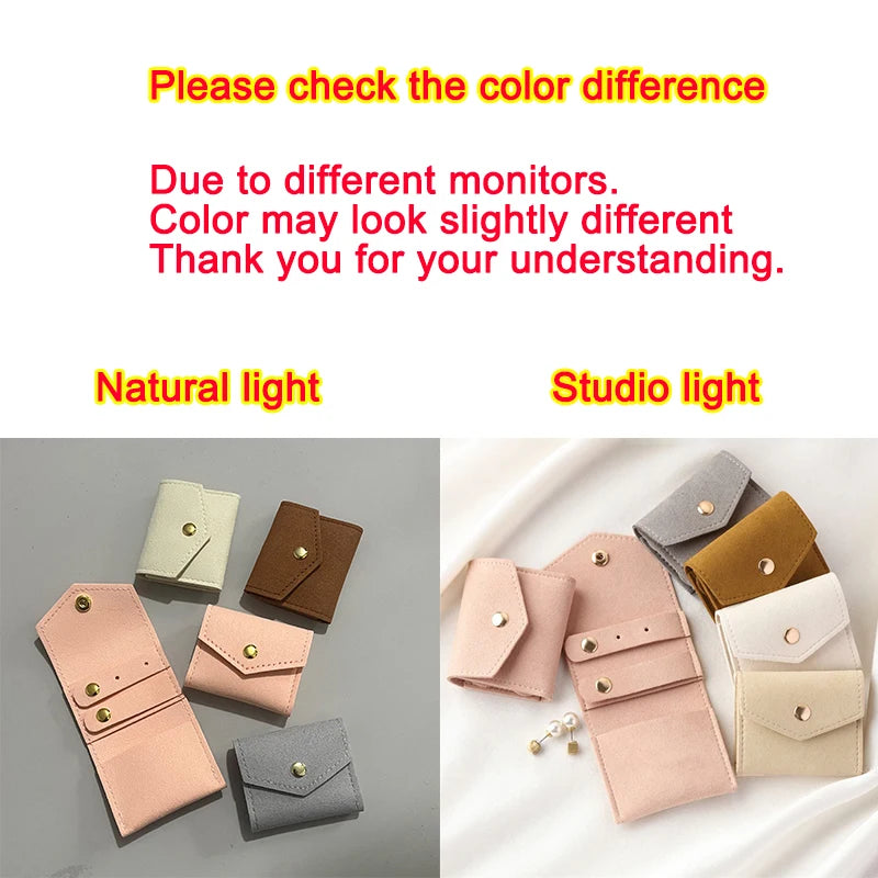 Cute Small Microfiber Leather Jewelry Storage Bags 6*5cm Stud Earring Ring Charm Necklace Organizer Promotional Gifts Pouches