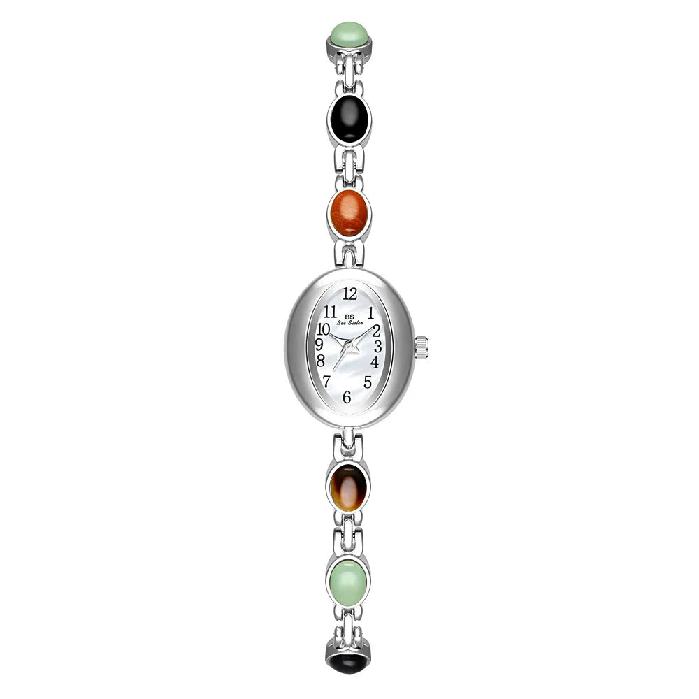 Fashion Casual Women's Watches Natural Jade Bracelet Digital Oval Dial High-end Ladies Wristwatch Watches For Woman Accessory