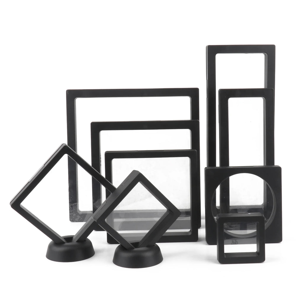 Black 3D Free Stand Suspension Floating Case Frame Membrane Display For Jewelry Storage Ring Earrings Necklace Accessories Box