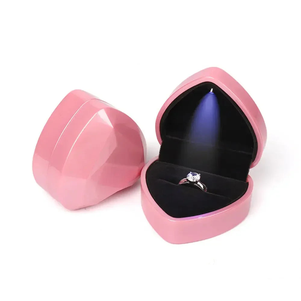 LED Jewelry Box for Ring Necklace Engagement Ring Display Gift Case Packaging Showcase Boxes with Light Storage Cases Wholesale