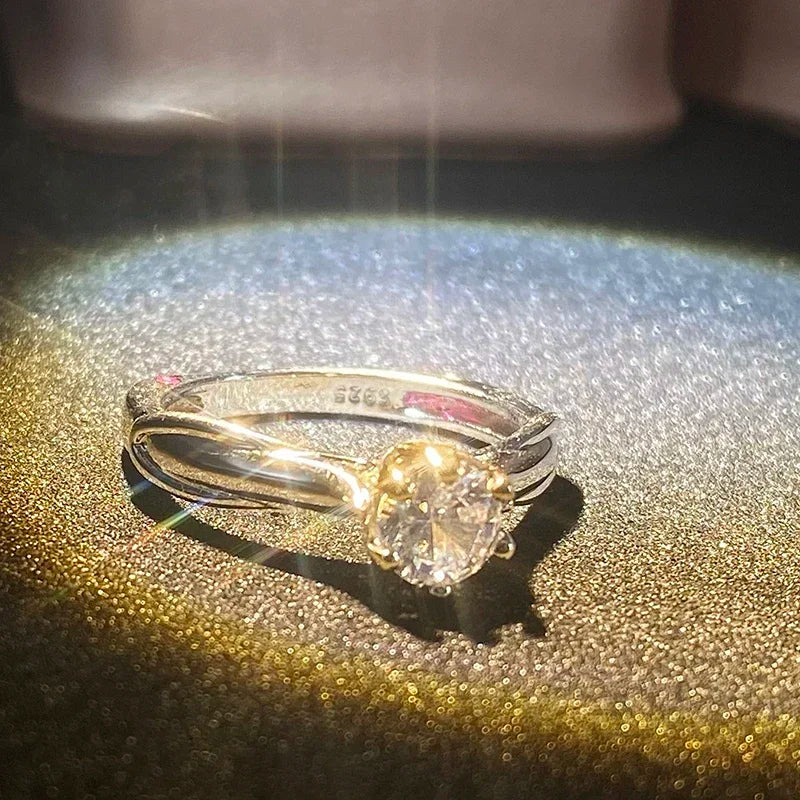 Pure 18K Gold Moissanite Ring for Women with Gemstones Couples Wedding Engagement Jewelry Valentine's Day Anniversary Gift
