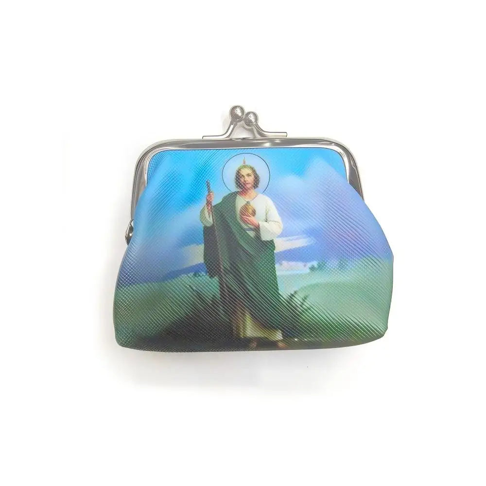 Blue 8.8 CM Madonna Clip Buckle Rosary Bag Holy Relic Gift Bag Coin Purse