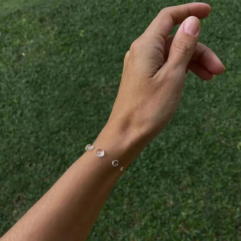 Simple Transparent Water Drop Clavicle Chain Thin Rope Beaded Tassel Earrings Necklace Bracelet Women Niche Personalized Jewelry