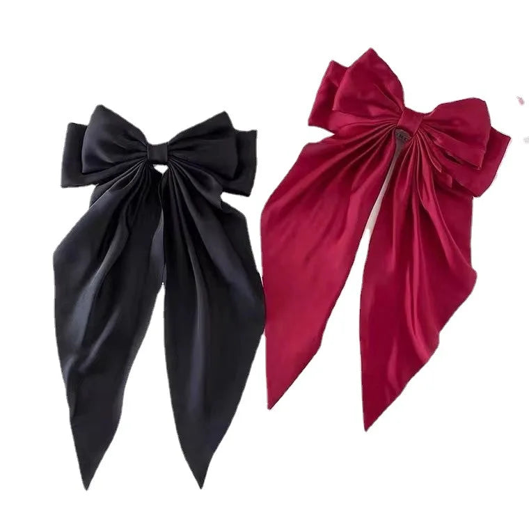 Women New Bow Hair Clip Women Large Bowknot Satin Hairpin Barrettes Girls Solid Color Ponytail Clip Hair Accessories
