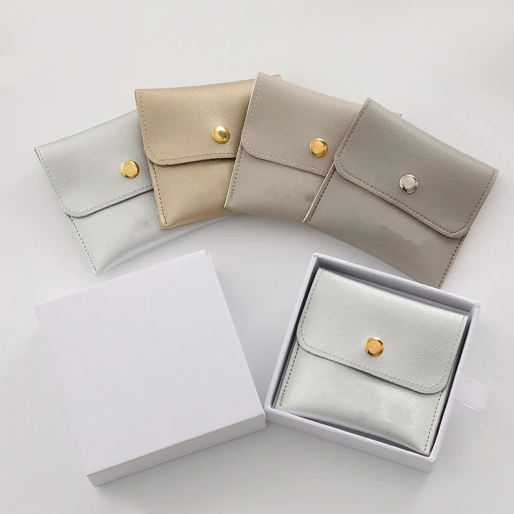 New Mini Jewelery Packaging Bags with Internal Card Necklace Ring Earrings Gift Storage Snap Button Envelope Organizer Pouch