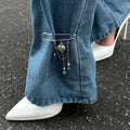 Simple Heart-shaped Pendant Pants Decoration with Short Pins, Versatile Chain Tassels, and Foot Accessories