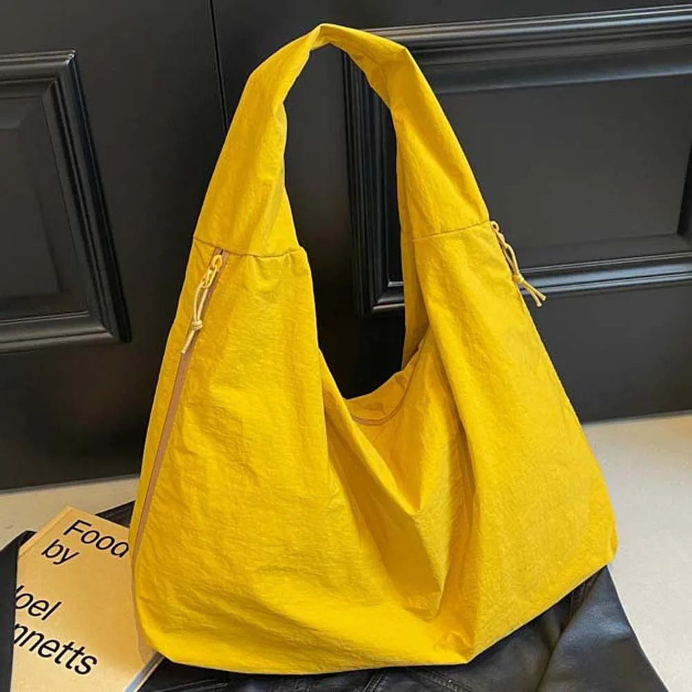 Casual Nylon Shoulder Bag Multi-Pocket Japanese Style Versatile Commuting Handbag Solid Color Polyester Large Capacity Tote Bag