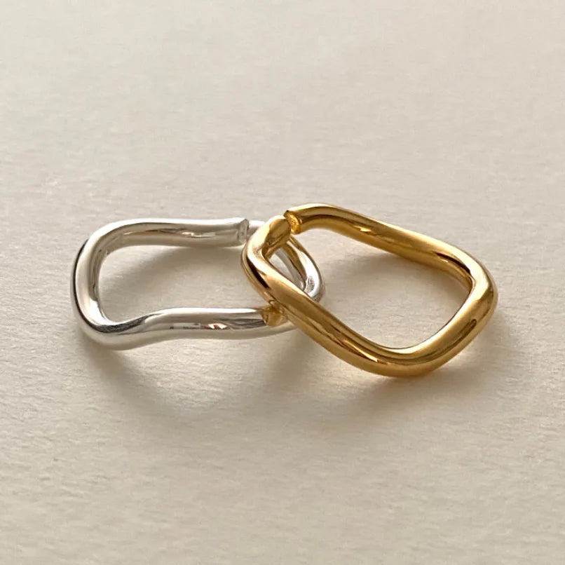 925 Sterling Silver Wavy Line Open Rings For Women Ladies Elegant Luxury Jewelry Accessories Wholesale Jewellery
