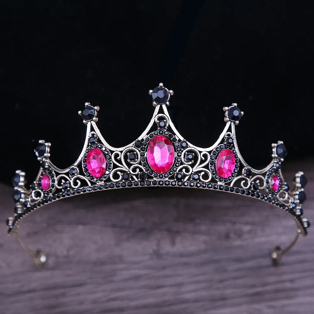 DIEZI Vintage Fashion Girls Princess Crystal Crown Hair Accessories Tiara Women Party Dress CrownRhinestone Bridal Crown Jewelry