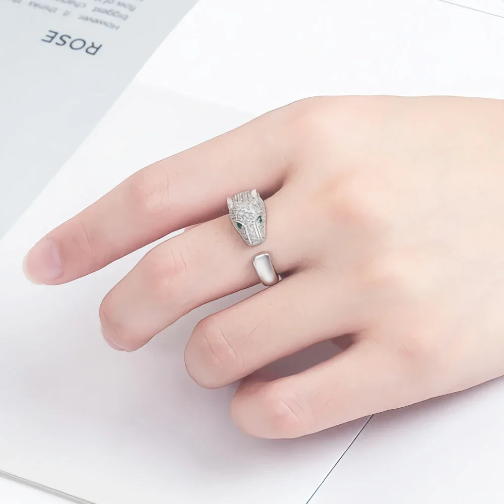 Noble 925 Sterling silver noble Crystal leopard head Rings for women lady men casual fashion party wedding engagement Jewelry