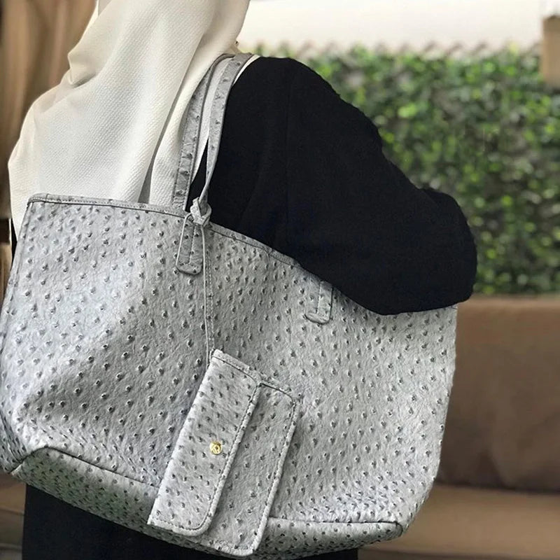 Women's Handbag Large Capacity Women's Simple Daily Commute Versatile Solid Color Letter Printed Design Shoulder Bag
