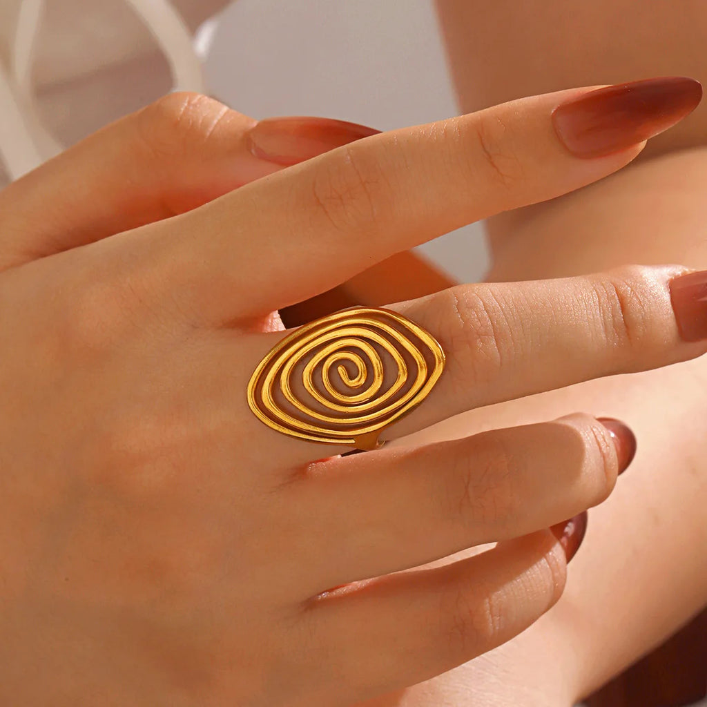 LATS Creaive Stainless Steel Spiral Ring for Women Man Minimalist Irregular Twisted Swirl Rings Fashion Jewelry Unique Gifts