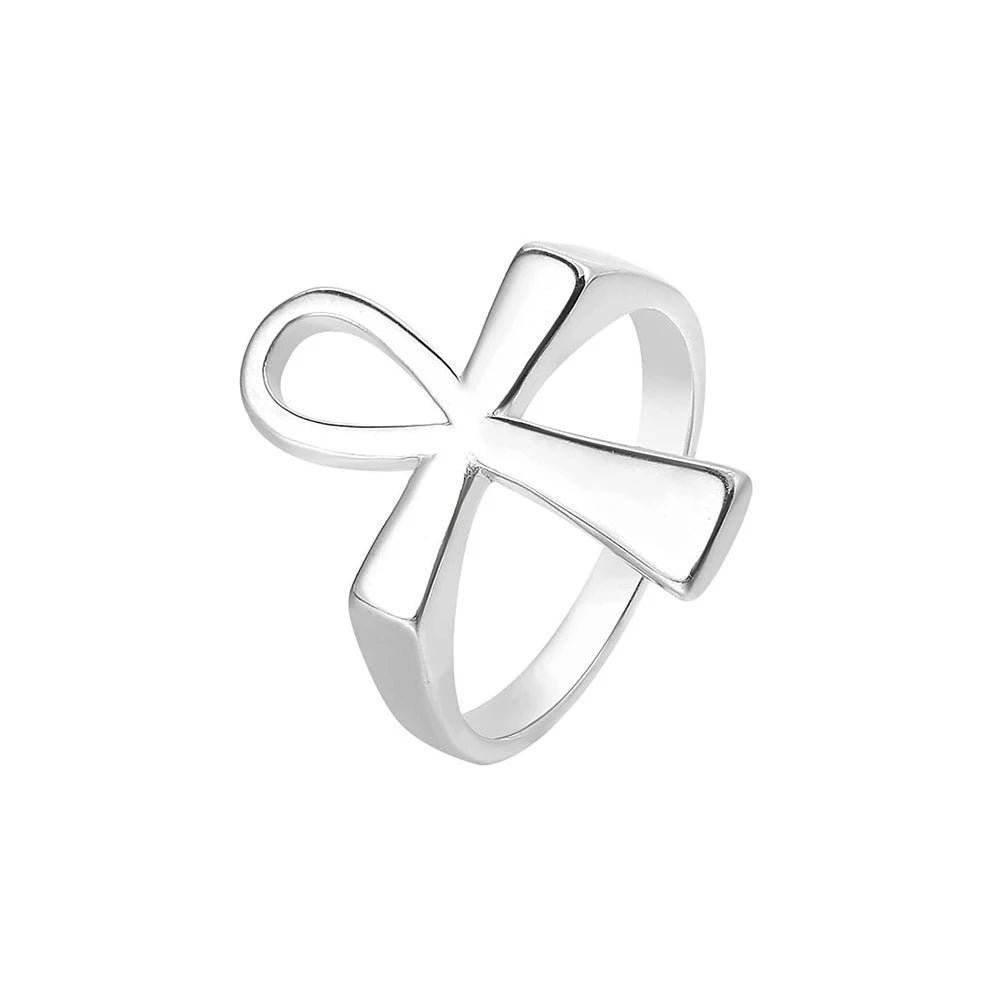 Egyptian Stainless Steel Ankh Finger Rings For Men Women Punk Hip Hop Cross Ring Fashion Jewelry Accessories Gifts Dropshipping