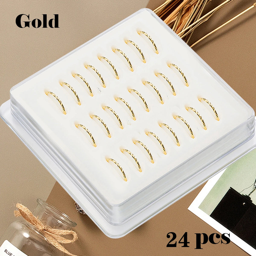 Sterling Silver 925 Pierceing Nose Ring Simple Round Size 6mm 8mm 10mm Printing Twist Rope Nose Ring Women Jewelry Nose Rings