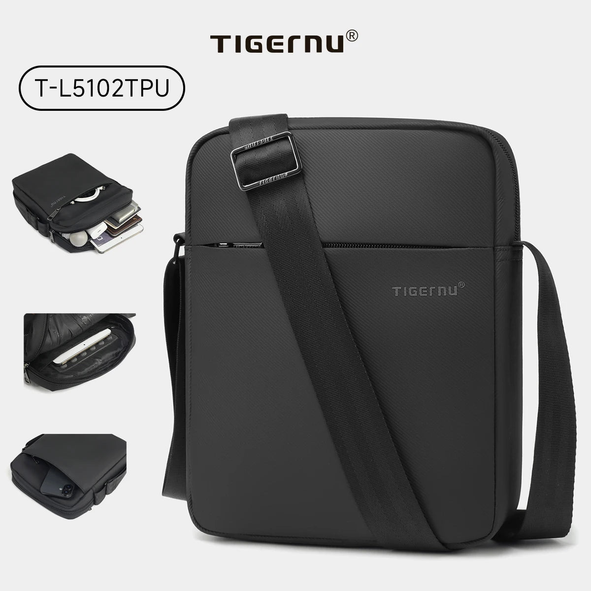 Tigernu Men Messenger Bags Waterproof Shoulder Bags For Men 9.7 11inch IPad Bag Male Business Bags Crossbody Bag Slingbag Mini