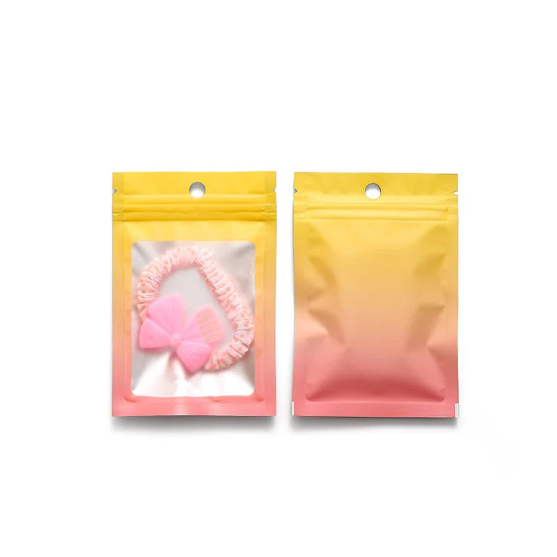 100Pcs Gradient Bags Resealable With Zipper Plastic Packaging Display Pouch Jewelry Storage Packaging Small Businesses Supplies