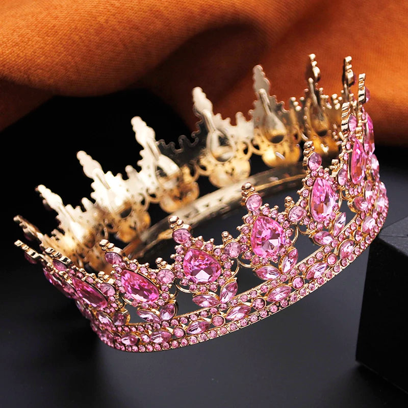 Royal Queen King Tiaras and Crowns for Women Princess Prom Wedding Party Full Round Diadem Bridal Hair Jewelry Accessories