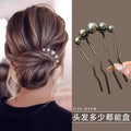 Temperament Pearl Hair Card for Women New Four-pronged Disc Fixed Hairpin Comb U-shaped Hairclip Hair Jewelry Accessories Gift