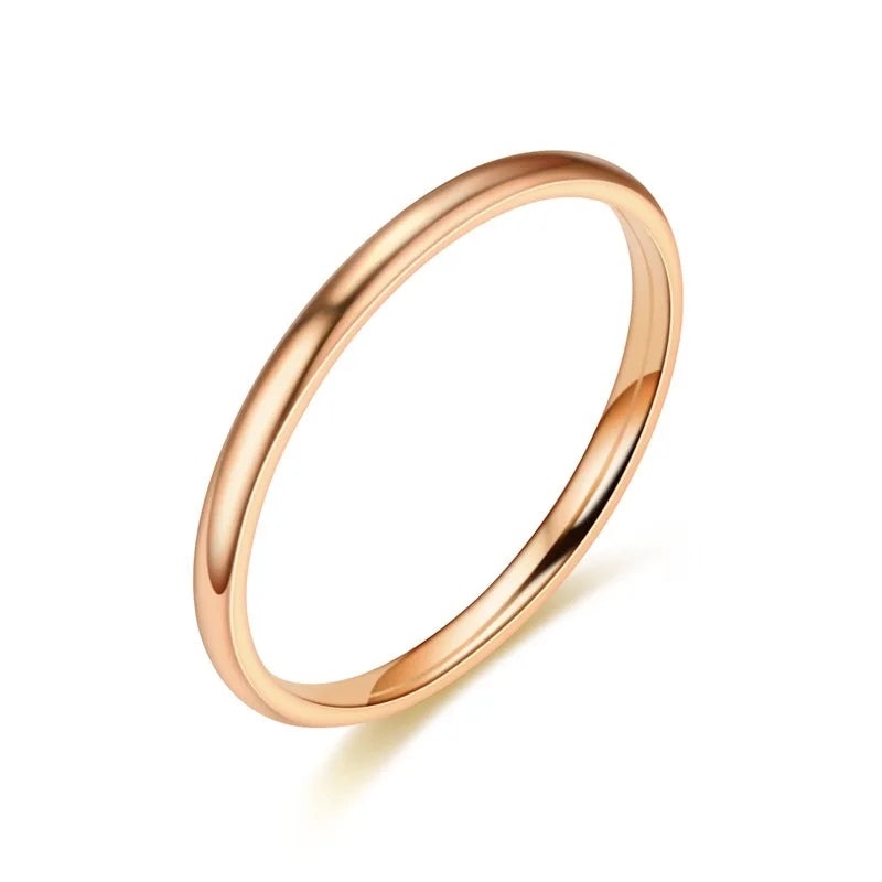 Freeteeme Punk 2mm/4mm/6mm/8mm Wide Simple Rings for Women Men Stainless Steel Smooth High Polished Wedding Finger Rings Jewelry