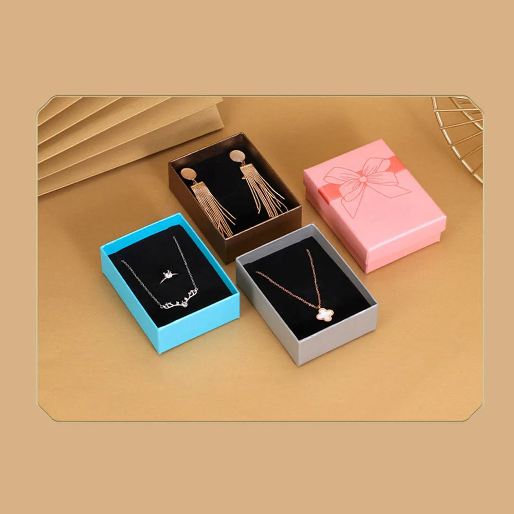 Stamped Jewelry Container Paper Container Bow Jewelry Organizer Paper Box Stamped Jewelry Storage Box For Gift For Her Wedding