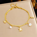 DIEYURO 316L Stainless Steel Sea Shell Starfish Pearl Ocean Series Anklets For Women Trend Foot Chains Anti-Rust Jewelry Gift