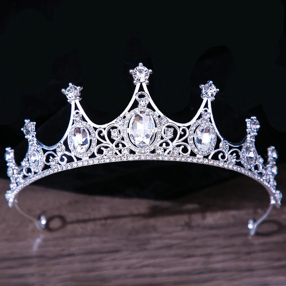 DIEZI Baroque Vintage Princess Queen Bridal Crown Headwear Crystal Tiara For Women Wedding Crown Hair Dress Accessories Jewelry
