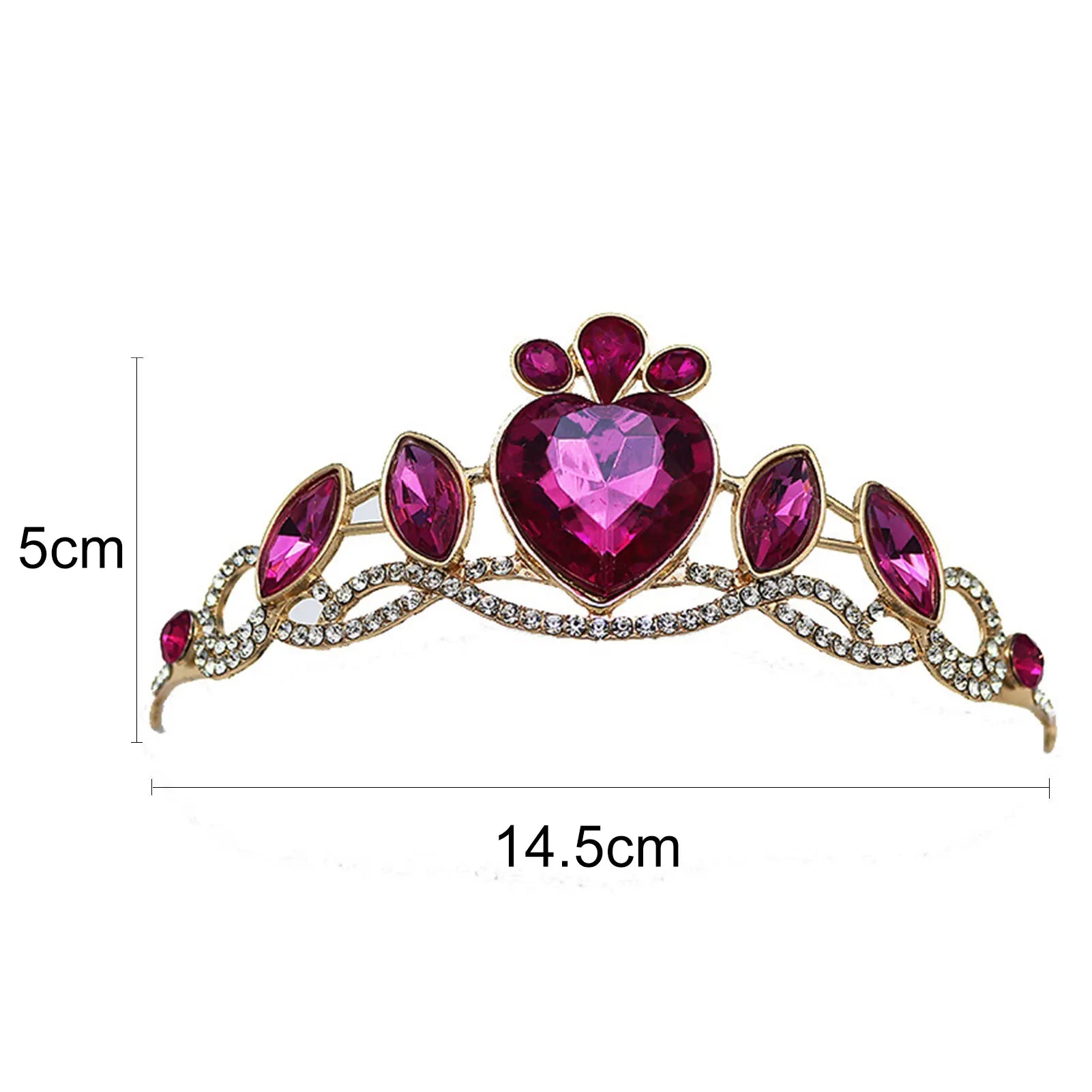 Pink Princess Diadem Glitter Rhinestone Heart Designs Tiaras and Crowns Women Girls Party Headbands Bride Wedding Hair Jewelry