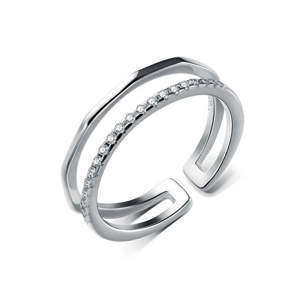 925 Sterling Silver Rings for Women Men Couple Minimalist Handmade Double Zircon Ring Party Jewelry Gift Prevent Allergy