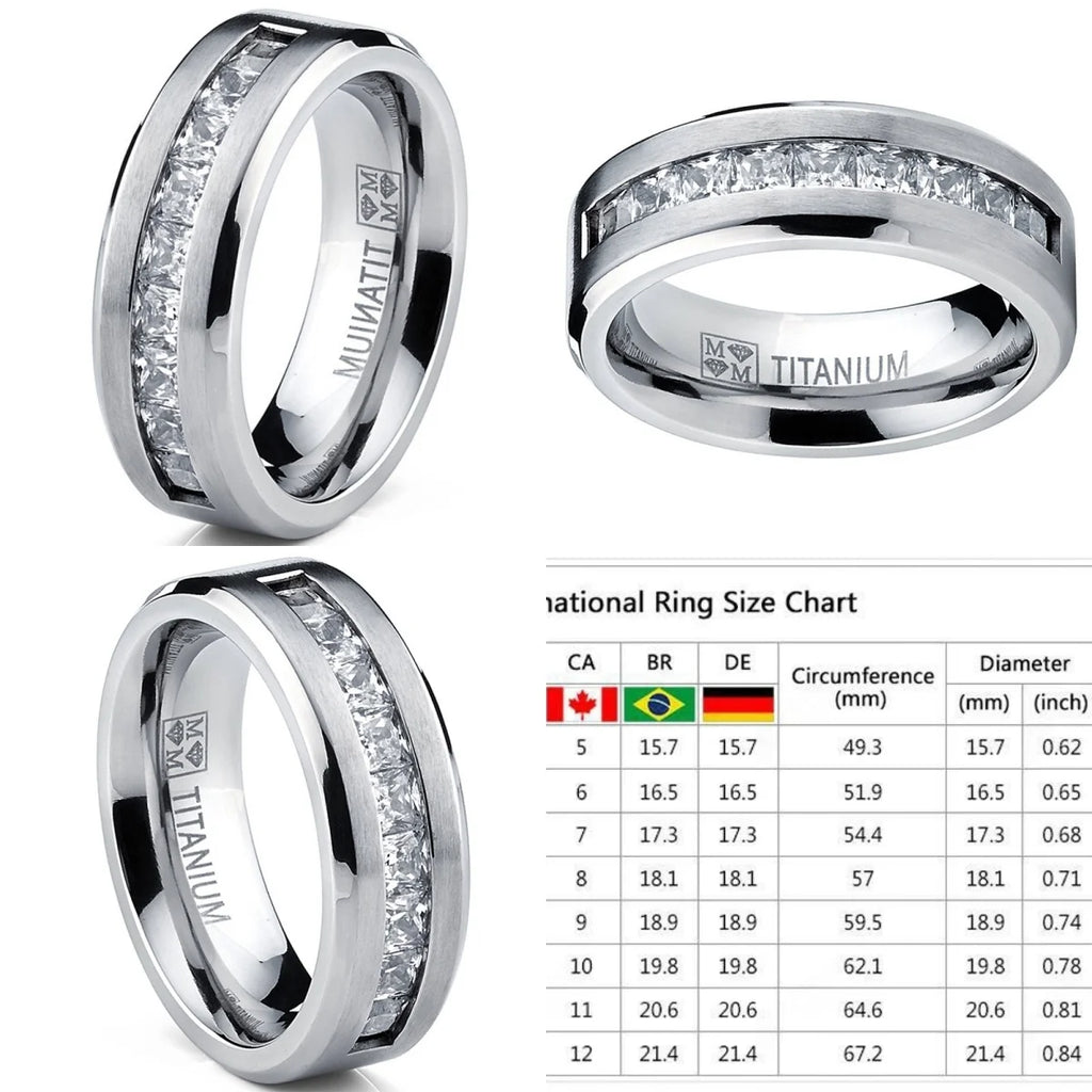 Hot Selling Silver Plated Stainless Steel Rings For Men Square Cubic Zircon Ring Jewelry Accessories Wholesale Size 7-13