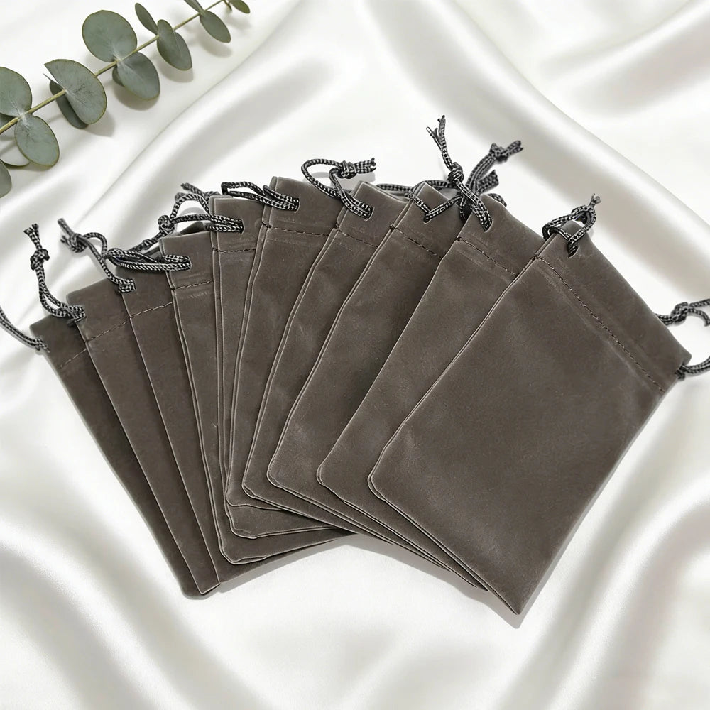 100Pcs Jewelry Drawstring Velvet Bag Soft Suede Pouch 5x7cm 7x9cm 9x12cm Small Gift Packaging Pocket For Rings Earrings Bracelet