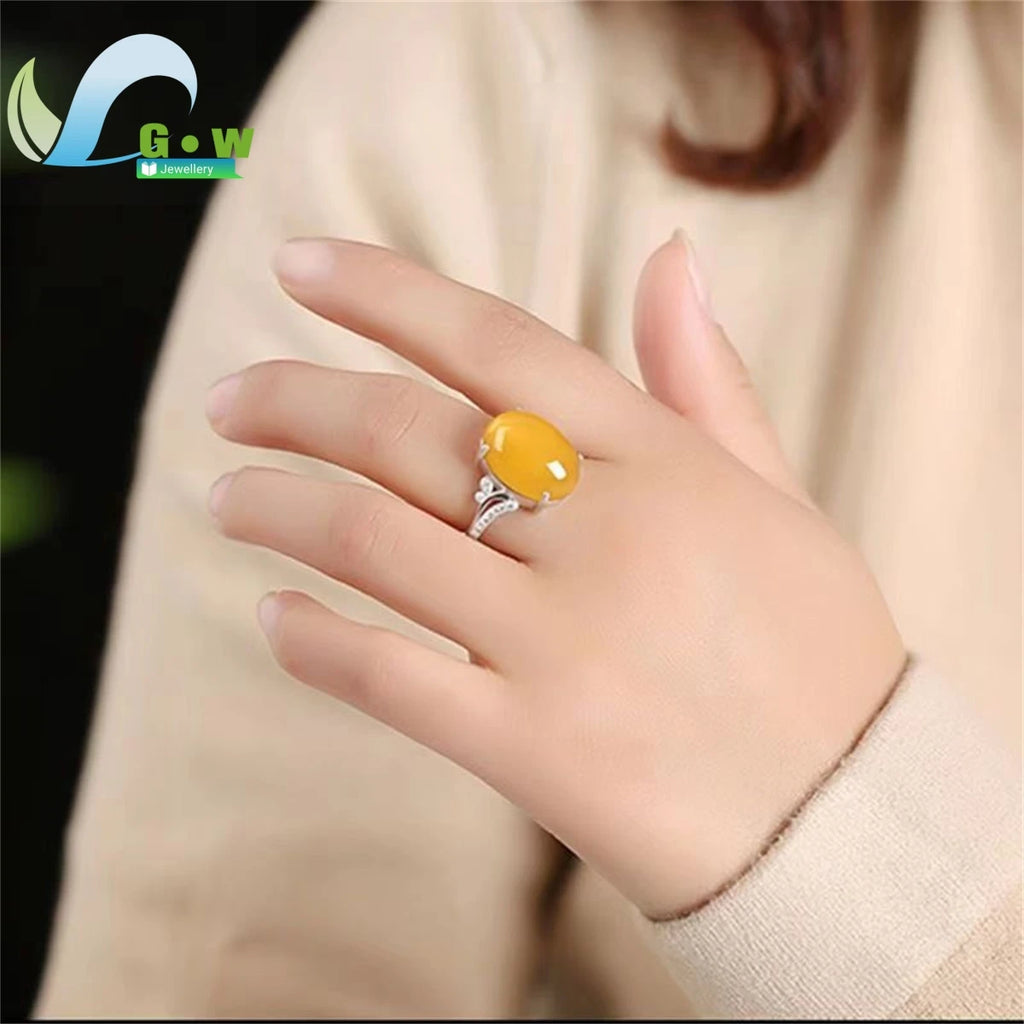 Red Agate Jade Ring Female Opening Adjustable Simple Style Chalcedony Sterling Silver Ring for Mom Women Rings Fine Jewelry Gift