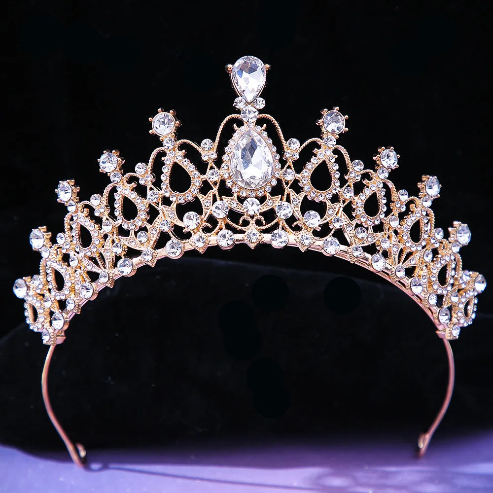 DIEZI Luxury Elegant AB Crystal Crown Hair Accessories Tiara For Women Party Red Purple Rhinestone Bridal Crown New Hair Jewelry