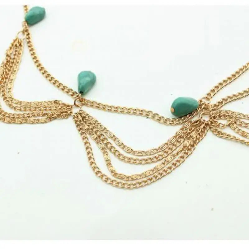 Retro Trend Green Fringed Hair Headdress Bohemian National Wind Temperament With Wild Hair Bands  Free Shipping