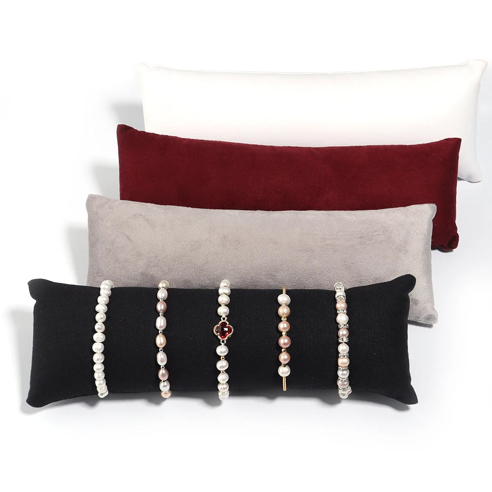 Velvet PU Leather Jewelry Pillow Jewelry Bracelet Cushion Holder Organizer Pillow Watch Display Photography Prop Wholesale