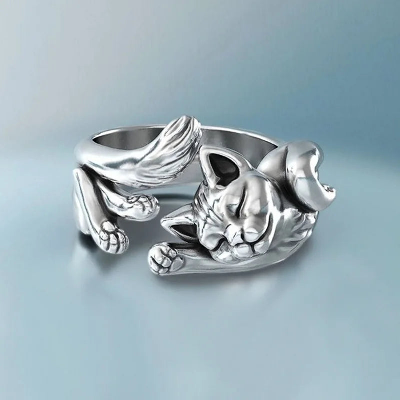 Korean Style Angel Wings Ring Adjustable Rhinestone Finger Rings For Women Silver Color Female Party Birthday Jewelry Gift