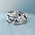 Korean Style Angel Wings Ring Adjustable Rhinestone Finger Rings For Women Silver Color Female Party Birthday Jewelry Gift
